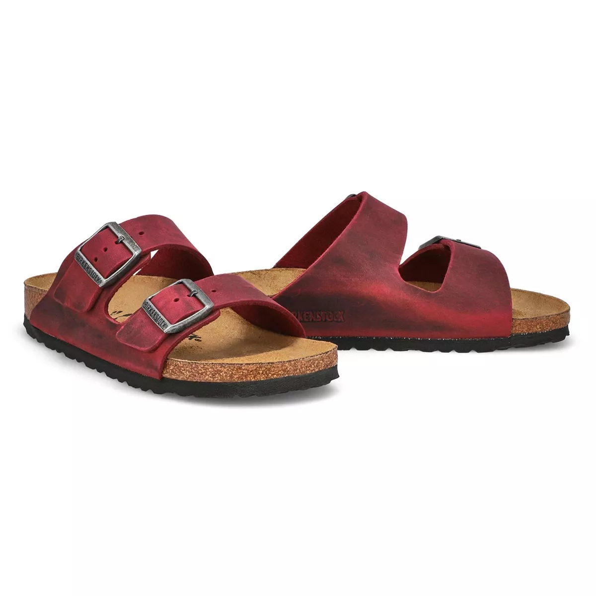 Cheap Birkenstock, Sandale étroite à 2 brides ARIZONA OILED LEATHER, zinfandel, femmes 0124