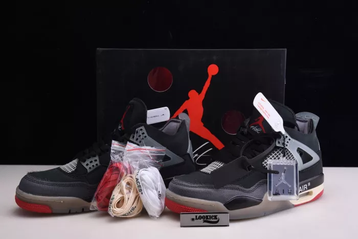 Cheap Off White x Air Jordan 4 Retro Bred CV9388-001 0118