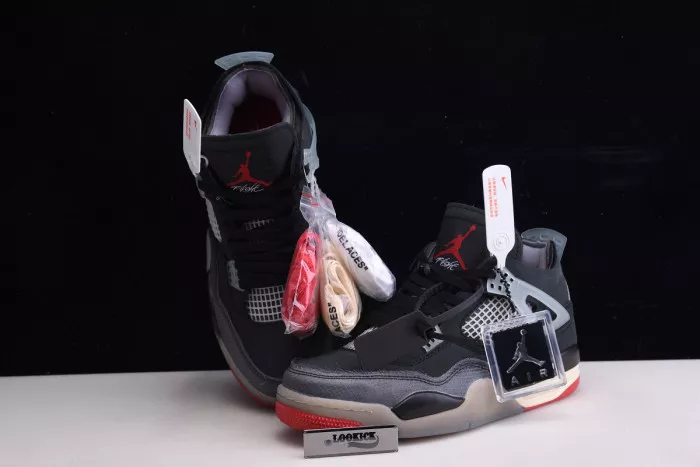 Cheap Off White x Air Jordan 4 Retro Bred CV9388-001 0118