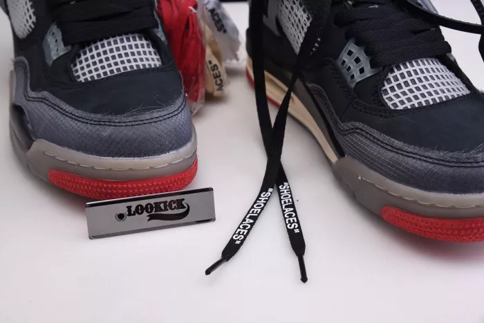 Cheap Off White x Air Jordan 4 Retro Bred CV9388-001 0118