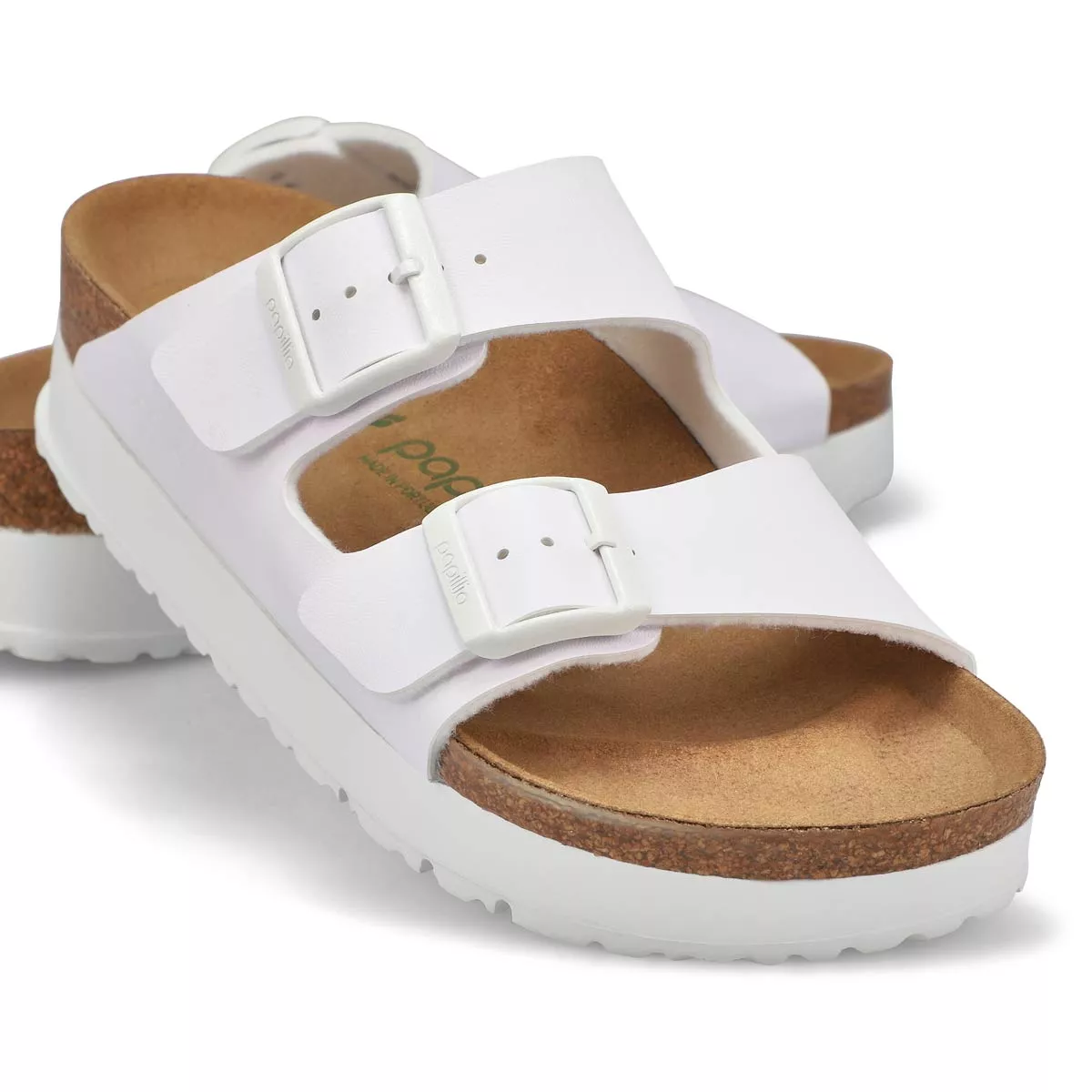 Cheap Birkenstock, Sandale étroite ARIZONA BIRKO-FLOR 2-STRAP VEGAN PLATFORM, blanc, femmes 0124