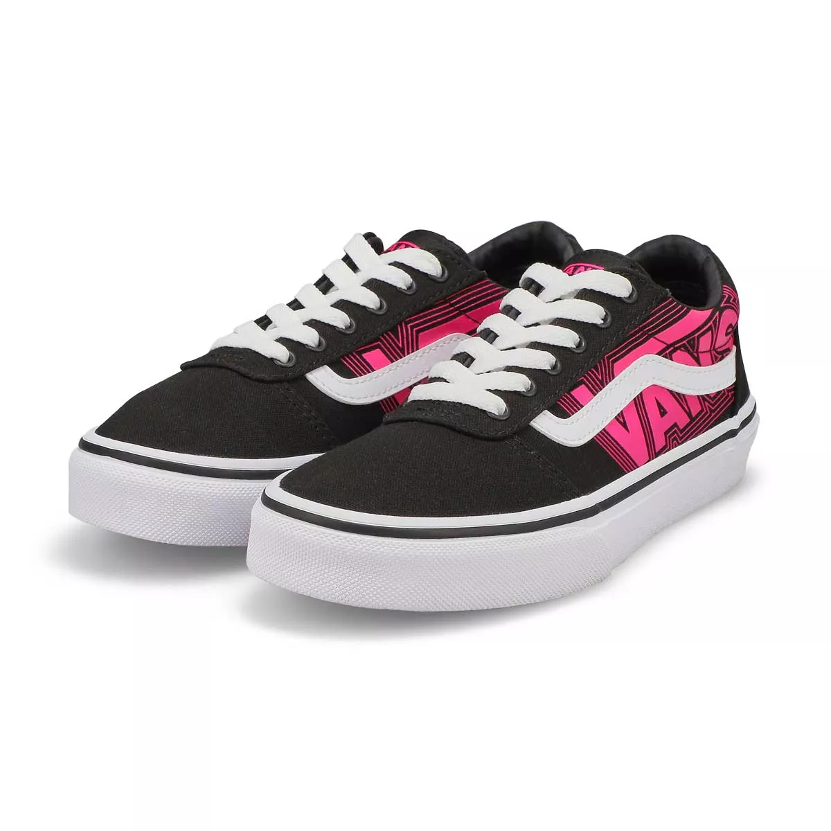 Cheap Vans, Baskets WARD GLOW, rose néon noir, enfants 0119