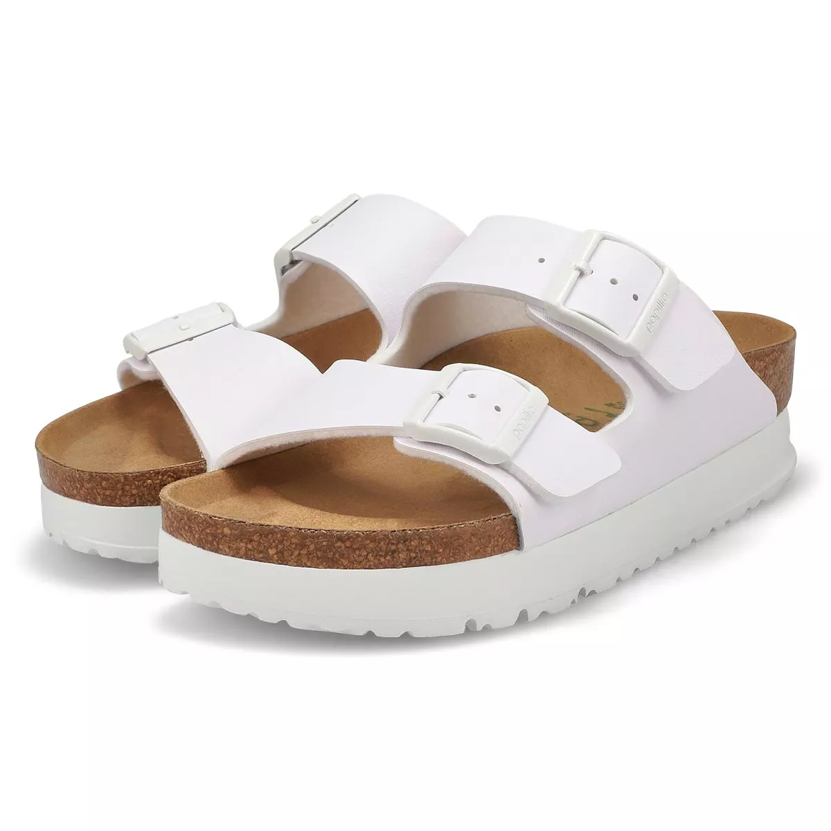 Cheap Birkenstock, Sandale étroite ARIZONA BIRKO-FLOR 2-STRAP VEGAN PLATFORM, blanc, femmes 0124