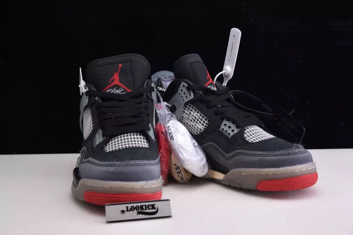 Cheap Off White x Air Jordan 4 Retro Bred CV9388-001 0118