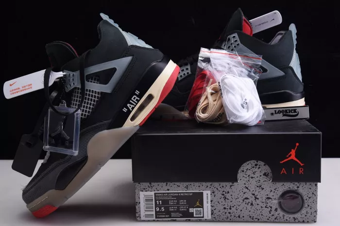 Cheap Off White x Air Jordan 4 Retro Bred CV9388-001 0118