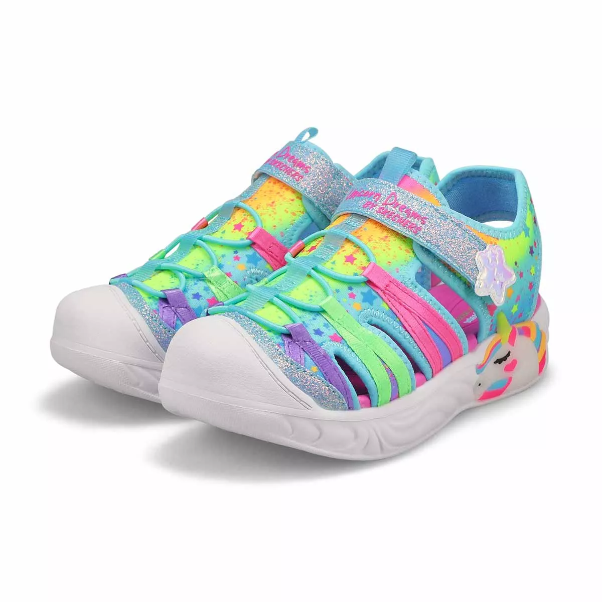 Cheap Skechers, Girls' Unicorn Dreams Explorer Sandal - Multi 0128