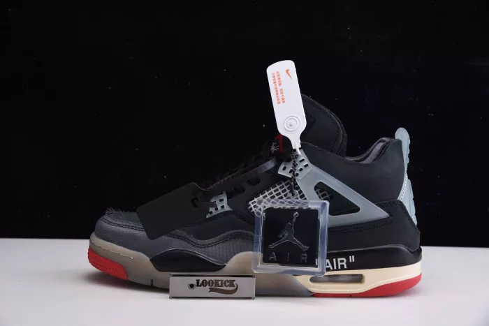 Cheap Off White x Air Jordan 4 Retro Bred CV9388-001 0118