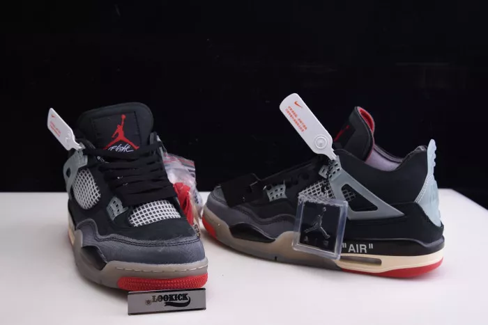 Cheap Off White x Air Jordan 4 Retro Bred CV9388-001 0118