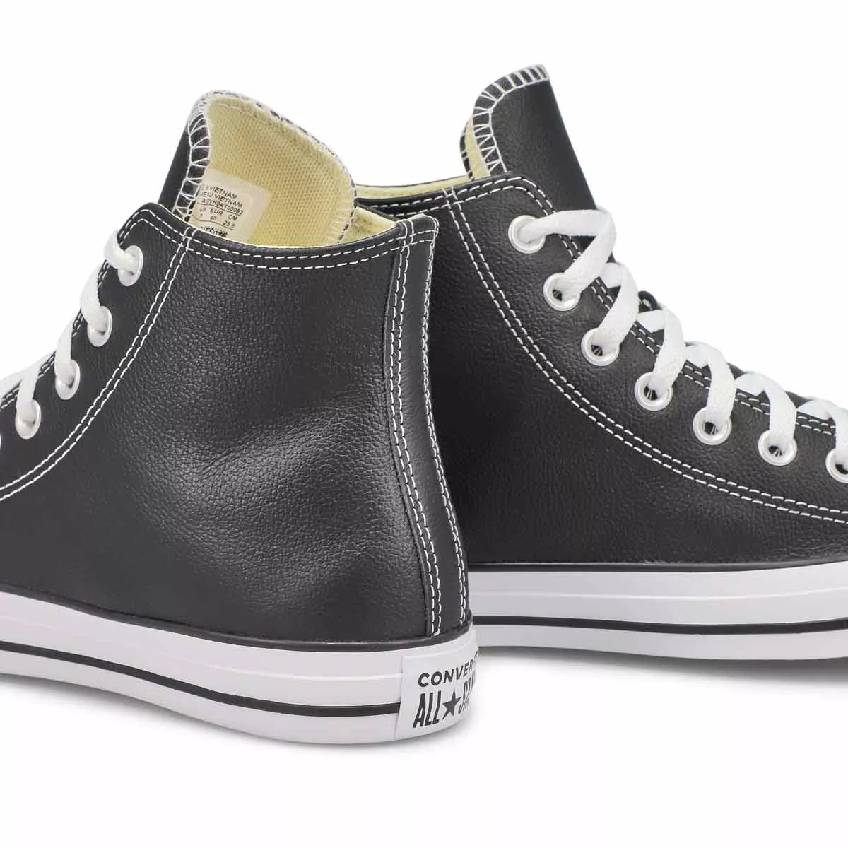 Cheap Converse, Baskets hautes en cuir CHUCK TAYLOR ALL STAR LEATHER HI TOP, noir, femmes 0121