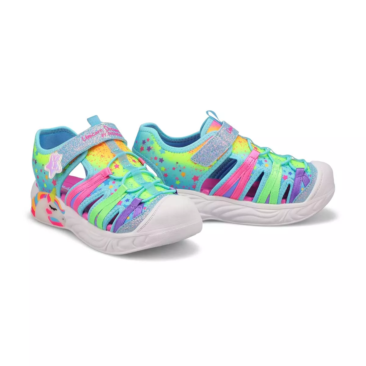 Cheap Skechers, Girls' Unicorn Dreams Explorer Sandal - Multi 0128