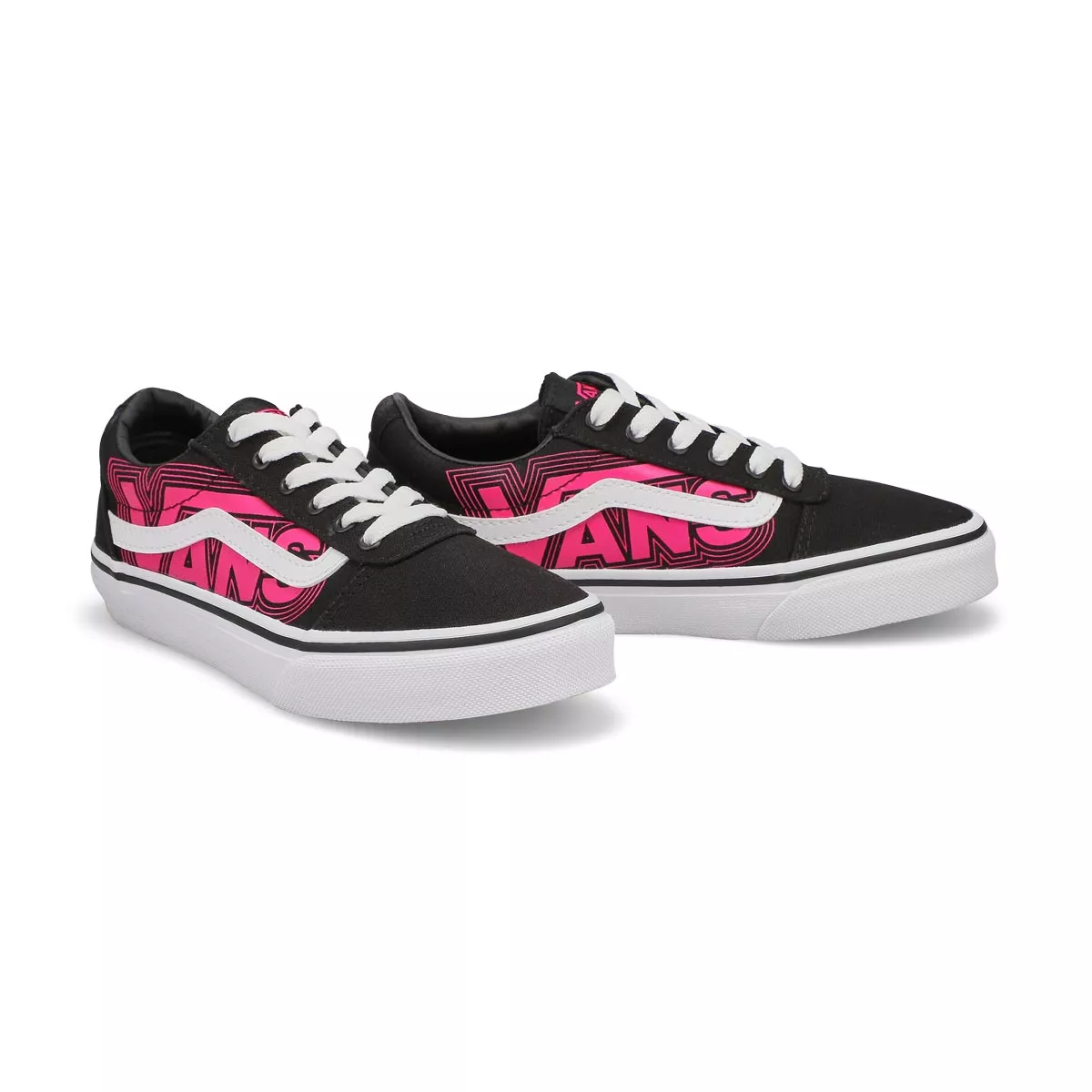 Cheap Vans, Baskets WARD GLOW, rose néon noir, enfants 0119