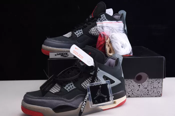 Cheap Off White x Air Jordan 4 Retro Bred CV9388-001 0118