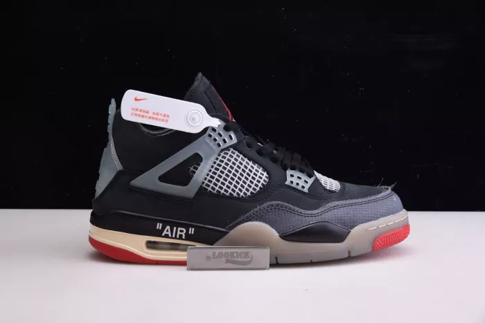 Cheap Off White x Air Jordan 4 Retro Bred CV9388-001 0118