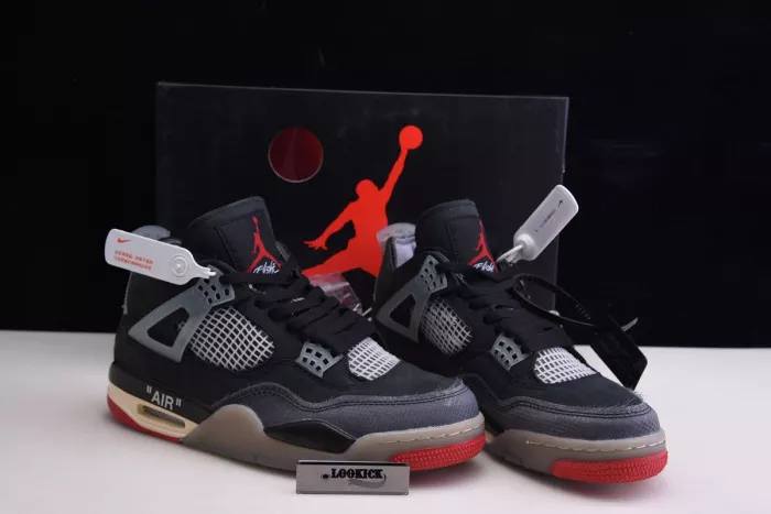 Cheap Off White x Air Jordan 4 Retro Bred CV9388-001 0118